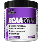 BCAA5000 Powder - 5 Grams of EVL BCAA Powder (Branched Chain Amino Acids) Essential for Performance, Recovery, Endurance & Muscle Building - Keto, No Sugar (30 Servings, Furious Grape Flavor)