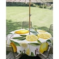 thumbnail image 3 of Outdoor Tablecloth with Umbrella Hole Zipper Summer Lemon Round Tablecloth 60" Waterproof Outside Table Cloth Purple Floral Botanical Plants Patio Table Cover Tablecloths for Picnic Party, 3 of 8