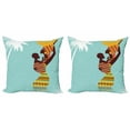 thumbnail image 1 of Ambesonne Retro Throw Pillow Cover 2 Pack, Mother, 18", Turquoise Marigold, 1 of 2