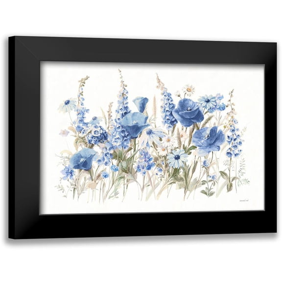 Nai, Danhui 14x11 Black Modern Framed Museum Art Print Titled - Wildflowers in Bloom I Blue