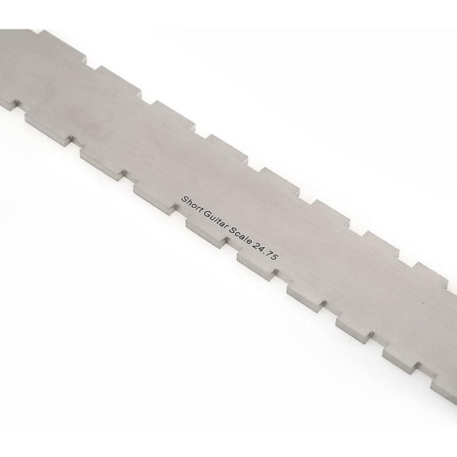 Regla de cuello de guitarra, regla de medición de cuerda de calibre de herramienta de borde recto con muescas de cuello de guitarra de acero inoxidable (1 pieza, plata) LingWen 9024715685117