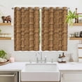 thumbnail image 2 of Vintage Rattan Kitchen Curtains Window Panels, Minimalist Abstract Wicker Texture Brown Insulated Window Treatment Curtain, Grommet Curtains for Bedroom/Living Room/Bathroom, 2 Piece 52"Wx72"L, 2 of 8