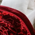 thumbnail image 4 of 10lbs Heavy Thick A&B Pattern Blanket 2Ply Reversible - Thick Warm Plush Korean Style Bed Blanket, King Size Fleece Plush Blanket, Soft Winter Blanket For Adult 87" x 95", Dark Red Flowers, 4 of 11