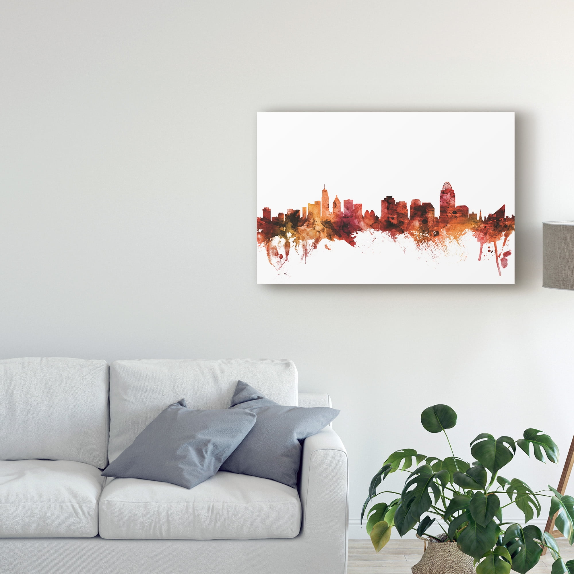 Trademark Fine Art 'Cincinnati Ohio Skyline Red' Canvas Art by Michael Tompsett
