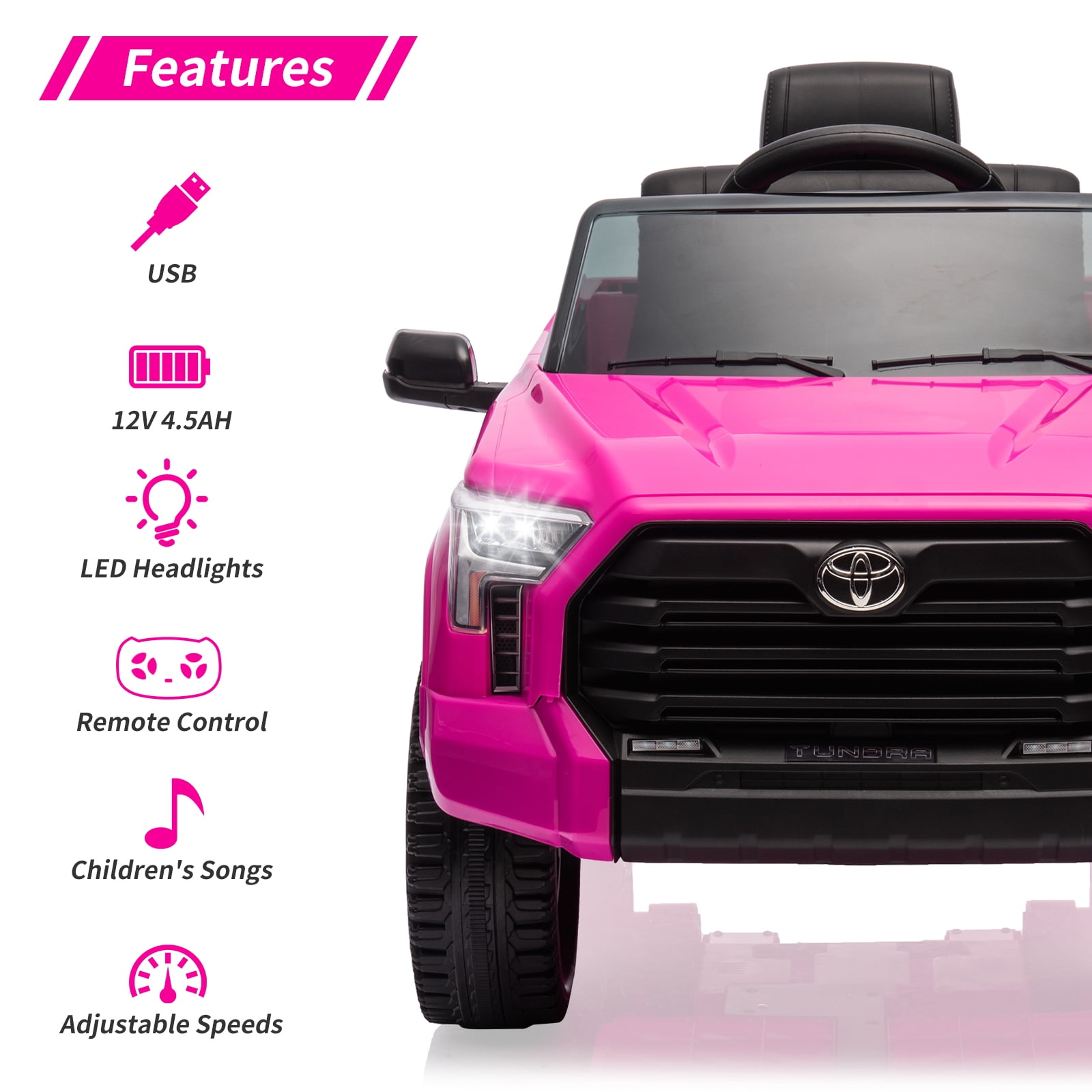 EastVita 12V Ride on Car [Toyota Licensed] Ride on Toys, Battery Powered Electric Car with Remote Control, MP3, LED Lights, Safety Belt etc. for Age 3+Boys Girls