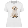 thumbnail image 1 of Golden Retriever Puppy Bowl T-Shirt Women -Image by Shutterstock, Female 3X-Large, 1 of 2