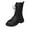 Black, variant on QQAMB Knee High Boots for Women Round Toe Platform Wide Calf Boots Soft Comfy Lining Lace Up Combat Shoes with Zipper