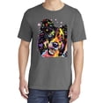 thumbnail image 2 of Wild Bobby,Neon Rainbow Happy Cute Dog Dog Lover Garment-Dyed Washed Look Short Sleeve Tees, Charcoal, Large, 2 of 3
