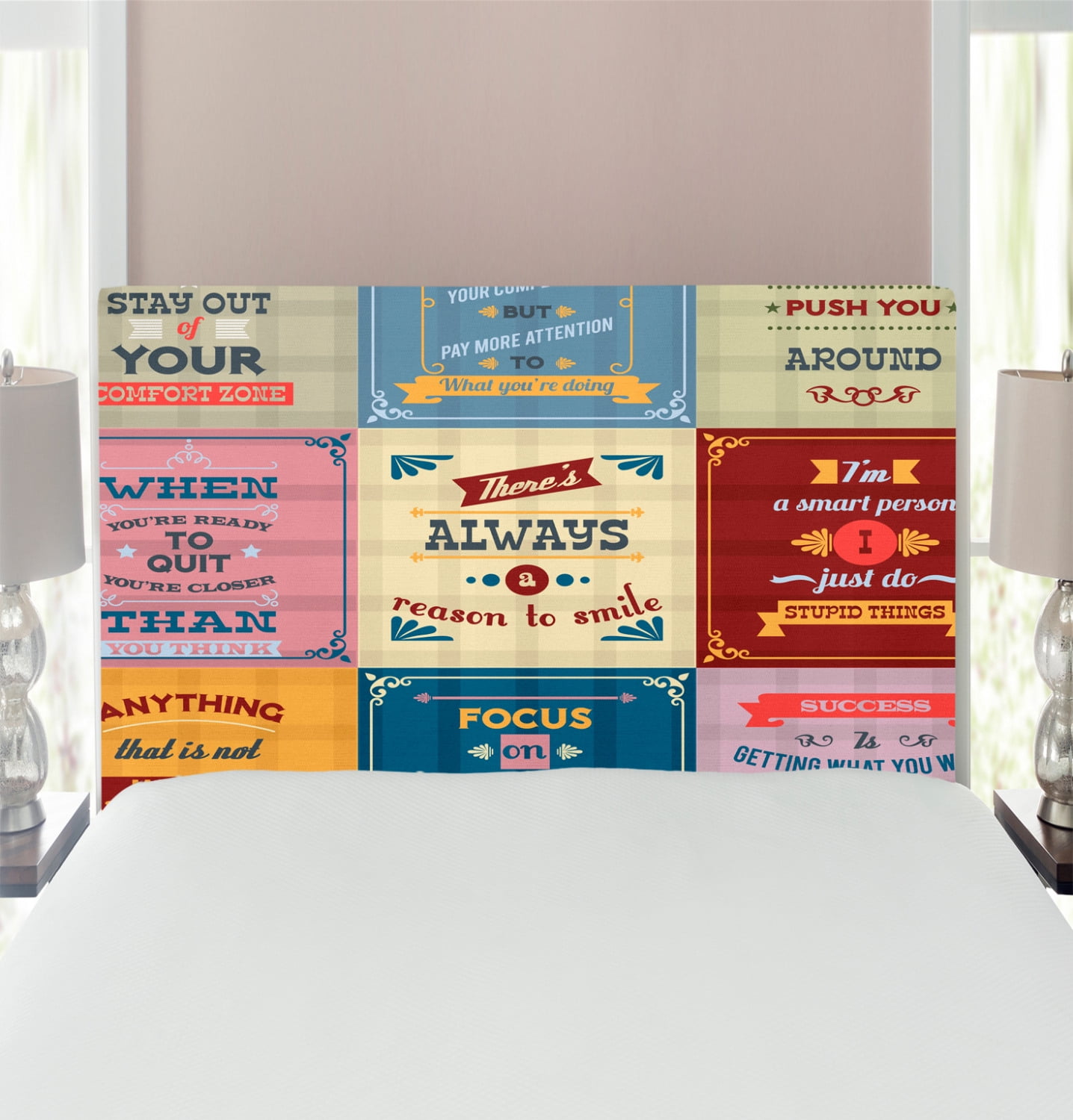 Saying Headboard, Words Pattern Success with Positive Attitude Themed