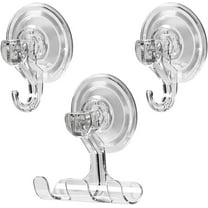 Suction Hooks,3 Pack Bathroom Towel Hooks Powerful Push and Lock Multi-Purpose Suction Hanger Clear Reusable Heavy Duty Vacuum Suction Cup Hooks for Bathroom,Kitchen