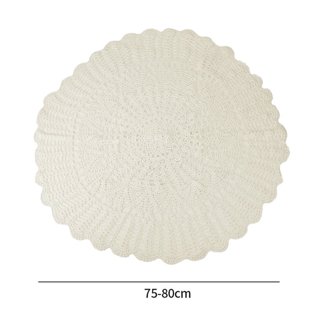 WinWay Exquisite Handmade Cotton Crochet Lace Round Placemat Tablecloth for Home Decor,Beige 75-80cm