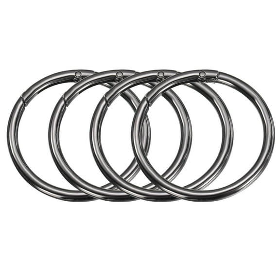 Uxcell 4pcs Metal Spring O Rings 2" Trigger Spring Keyrings Buckle Round Snap Clip for DIY Keychains Bag Purse Handbag Black