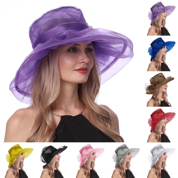 FCLoft Hats For Women, Vintage Floral Mesh Hat, Organza Church Kentucky Derby Fascinator Bridal Wedding Tea Party Holiday Shade Cap