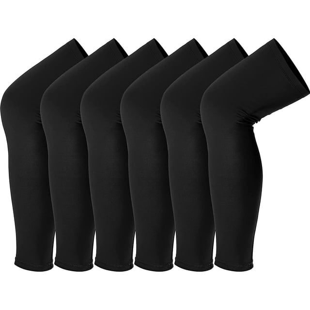 Manches de Compression Longues Genou Protection Uv pour Hommes Femmes Sport Basketball Football (Noir 6 Pcs)