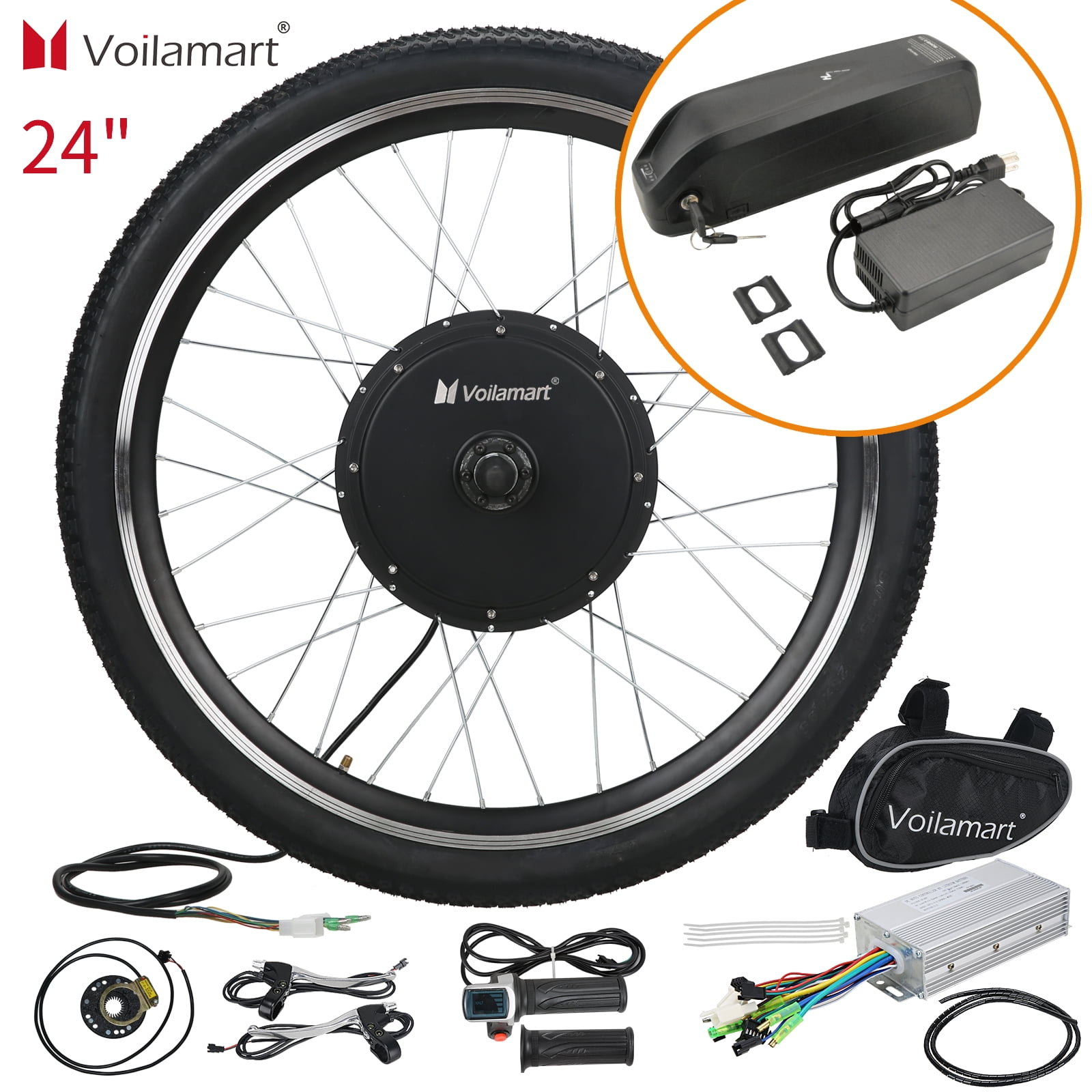 Voilamart 24 Inch 48V 1000W E Bike Conversion with 13Ah Battery Kit ...