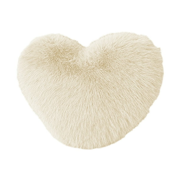 Almohada en Forma de Corazón 40 × 30cm Imitación Almohada de Pelo Cojín de Sofá en Forma de Corazón para la Sala de Estar