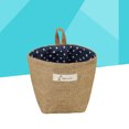 thumbnail image 2 of Tela de algodón maceta pequeños sacos colgando pequeña bolsa de almacenamiento de yute de rayas yute bolsa de almacenamiento colgante (punto azul), 2 of 5