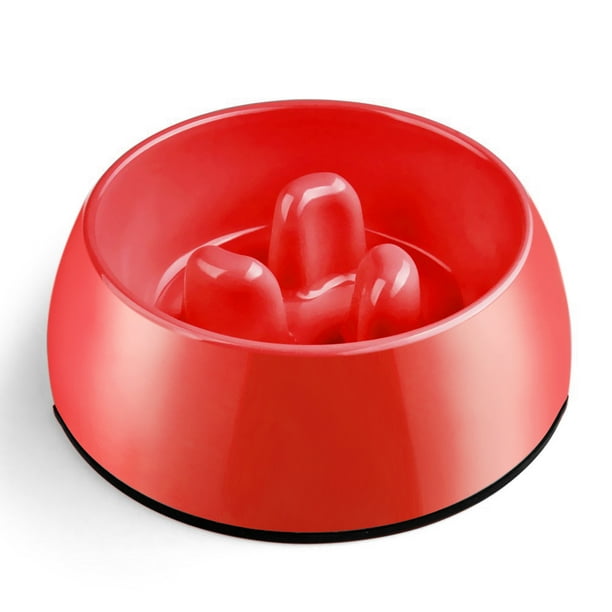 Slow Feed Dog Bowl (Red) Pet Small Animal Feeder Food Water Container Dish Storage Anti Slow Feed Dog Bowl (Red) Pet Small Animal Feeder Food Water Container Dish Storage Anti