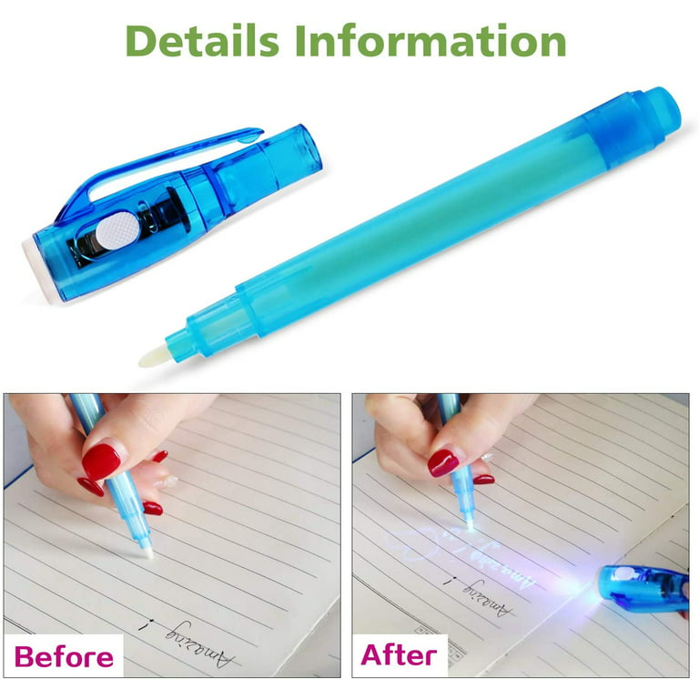 4 Pack Invisible Ink Pens with Uv Light, 2021 Upgraded