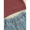 thumbnail image 5 of Bagilaanoe 2pcs Toddler Baby Girl Shorts Set Ribbed Sleeveless One Shoulder Tank Tops + Denim Shorts 12M 18M 24M 3T 4T 5T Kids Casual Summer Clothes, 5 of 8