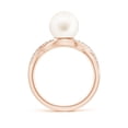 thumbnail image 2 of ANGARA Freshwater Cultured Pearl Criss Cross Shank Engagement Ring in 14K Rose Gold for Women | June Birthstone, Birthday, Anniversary, Jewelry Gift for Women | Pearl Ring, 2 of 8