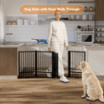 thumbnail image 5 of 32''Height Full Matel Freestanding Dog Gate with Door, 4 Panels Extra Wide Free Standing Tall Dog Gates for Doorways,House,Stairs,Porch,Deck,Yard, 5 of 8