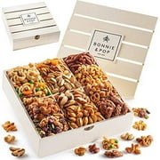 Bonnie and Pop Nut Gift Basket | Healthy Gift of Assorted Nuts in Reusable Wood Crate | Large Variety Tray |