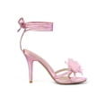 thumbnail image 5 of BLISSFUL STEP Outfit Women's Flower Rhines Open Toe Lace Up Stiletto Heels Sandals Pink 8.5, 5 of 7