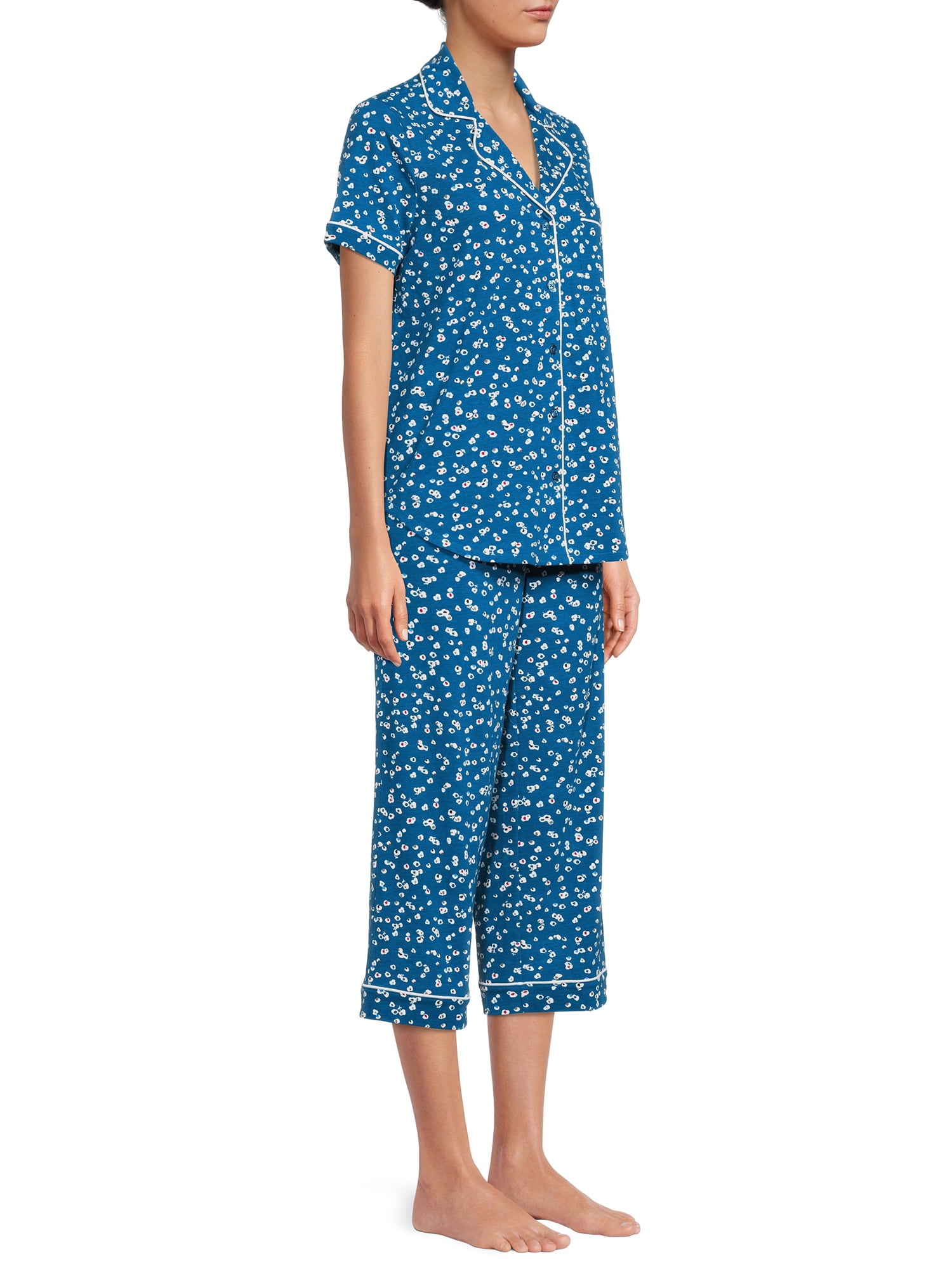 Secret Treasures Women's Plus Traditional Short Sleeve Notch Collar Pajamas Set