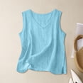 thumbnail image 5 of Womens Linen Tank Top Cotton Boho Tops Gauze Tunic Tops For Women Linen Shirts For Women Flowy Tops For Women Flowy Plain Gauzy Tees Gauze Shirts Camisole 2026 Gauze Shirts For Women Sky Blue2 S, 5 of 5