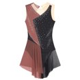 thumbnail image 5 of Yanarno Figure Skating Dress for Women Color Block Modern Ice Roller Skating Dance Dress Sleeveless Dusty Pink XL, 5 of 7