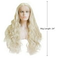 thumbnail image 2 of Unique Bargains Lace Front Wigs for Women 24" Blonde Long Fluffy Curly Wavy with Wig Cap Synthetic Fibre, 2 of 6