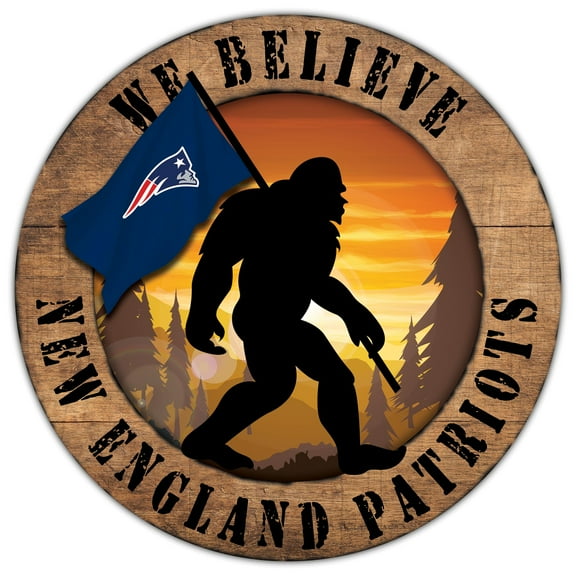 New England Patriots 12'' We Believe Bigfoot Circle Sign