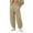 B_ Khaki, variant on Men’s Cuffed Cargo Cropped Pants with Zip Side Pockets & Button Waist for Urban Bike Rides Black S