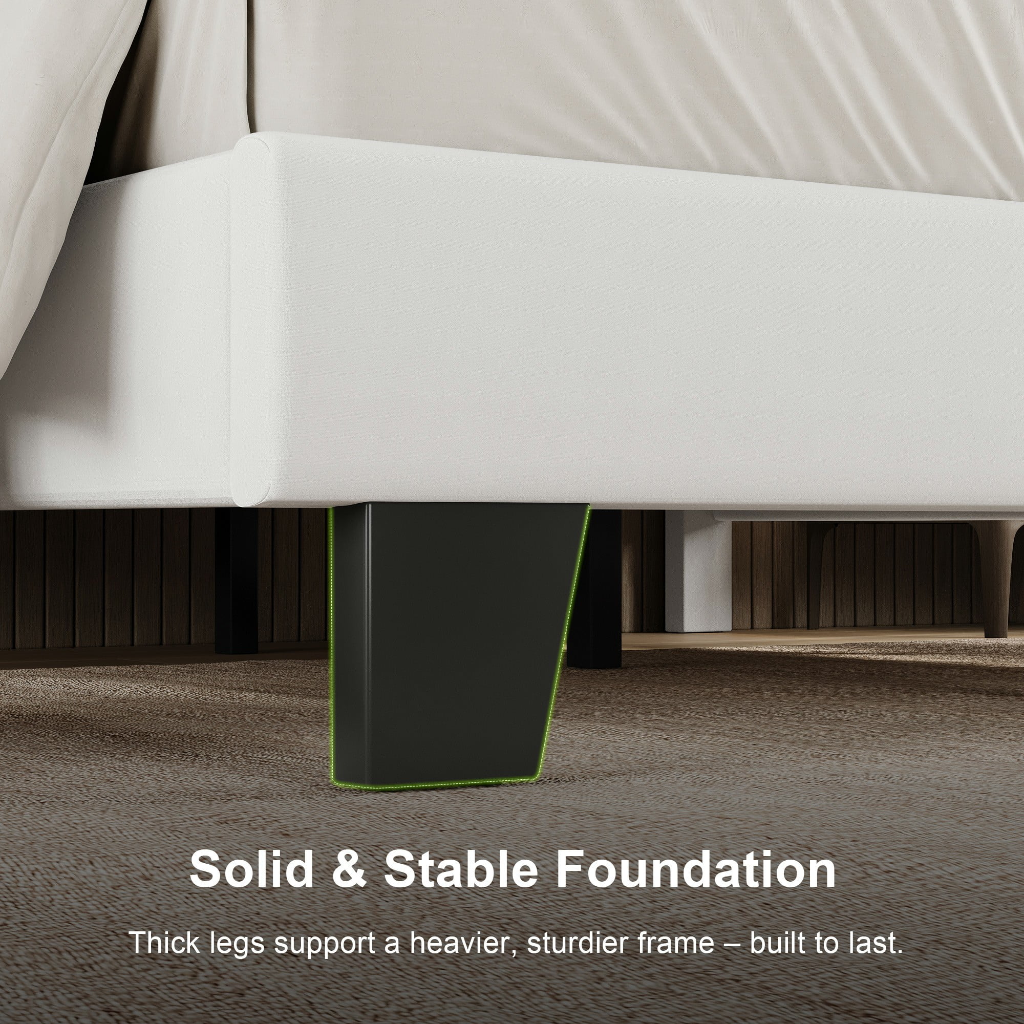 Virans Full Size Bed Frame, Upholstered Linen Platform Bed frame with Fabric Headboard,Solid Wood Slats Support,Noise Free,No Box Spring,Easy Assembly,White
