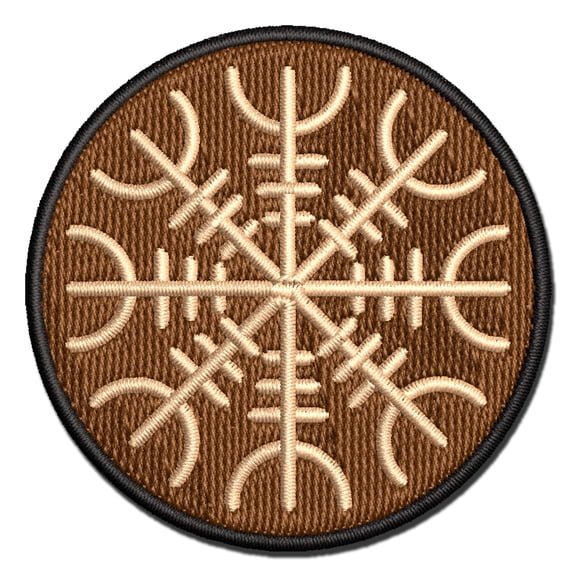 Aegishjalmur Helm of Awe Rune Viking Symbol of Protection Applique Multi-Color Embroidered Iron-On Patch - 2.5 Inch Small