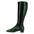 thumbnail image 4 of YDN Women Square Toe Knee High Boots Side Zipper Chunky Low Heels All Weather Stylish Daily Wear Shoes Size 9 Darkgreen, 4 of 4