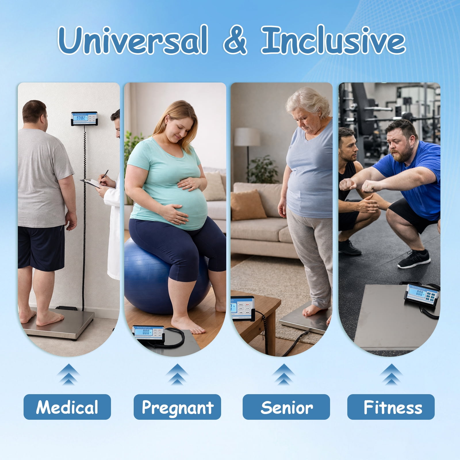 Extra Wide Heavy Duty Scale for Body Weight, 300kg/660 Lb Bariatric Scale w. Wall Mount External Digital Display