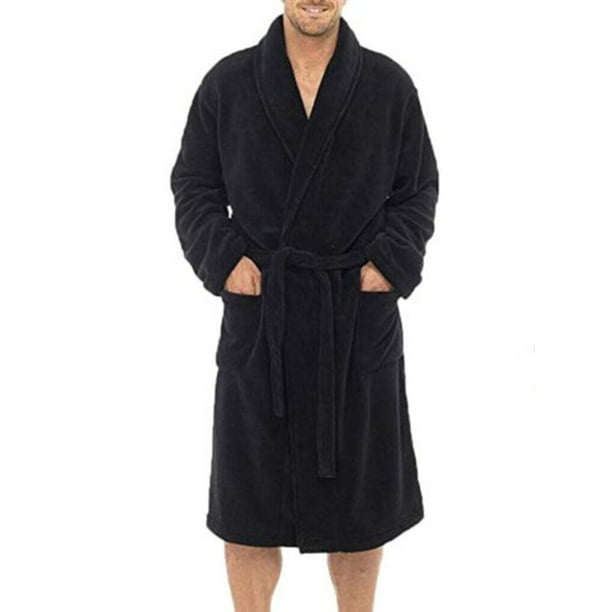 Men Shawl Bathrobe Robe Coat Long Gown Padded Plus Velvet Nightwear ...