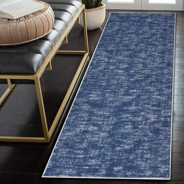 Garvee 2'3" x 8' Modern Solid Hallway Runner Rug Soft Low-Pile Non-Slip Machine Washable Runner Rug for Kitchen Bedroom, Blue