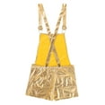 thumbnail image 6 of Lejafay Men's Shiny Metallic Adjustable Bib Overall Suspender Short Romper Overalls Hotpants Festival Gold M, 6 of 7