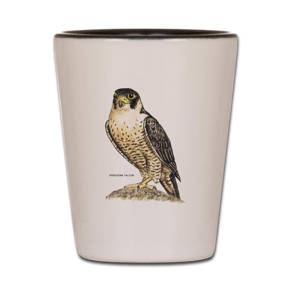 CafePress - Peregrine Falcon Bird - White/Black Shot Glass, Unique and Funny Shot Glass