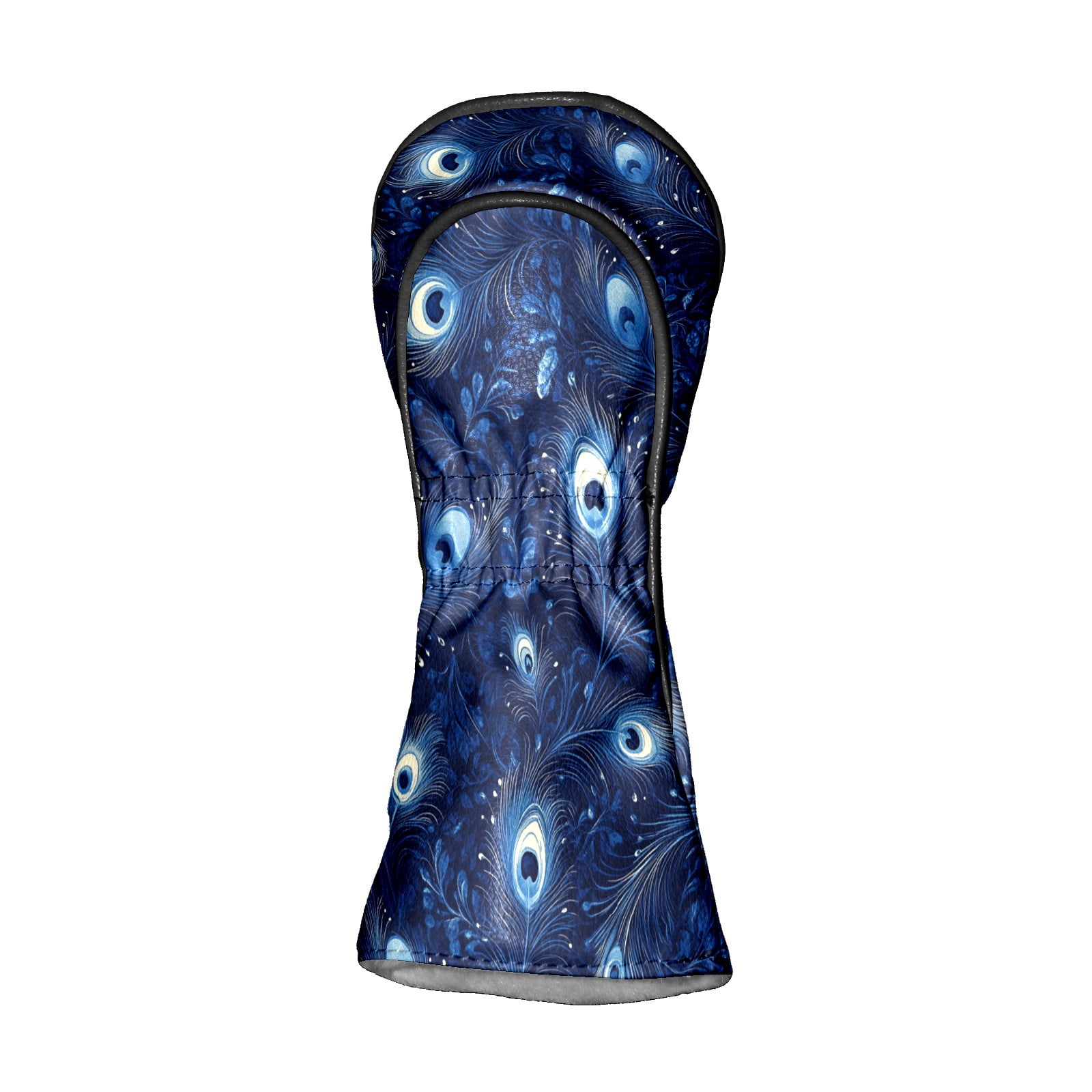 Golf Club Covers PU Leather Waterproof Head Covers for Fairway Woods Hybrids Blue Peacock Feathers