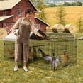 thumbnail image 2 of Metal Chicken Coop with Waterproof Cover, Portable Poultry Cage, Walk in Hen House, Outdoor Backyard Farm Animal Enclosure Crate, Pet Playpen Exercise Pen for Rabbit Duck Hen, 2 of 8