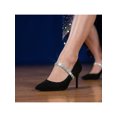 thumbnail image 3 of INSPIRE CHIC Women's PU Leather Rhinestone Shoe Straps Elastic Band Wheat Ear Weave for High Heels Silver Woven 24x1cm/9.4x0.4", 3 of 6
