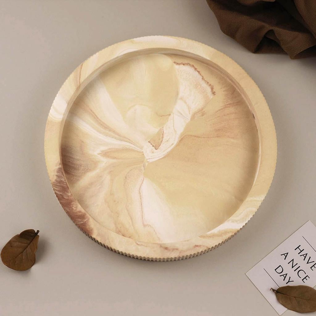 Osdhezcn Storage Tray Silicone Mold Stripe Round Dish Resin Mold Concrete Casting Mold