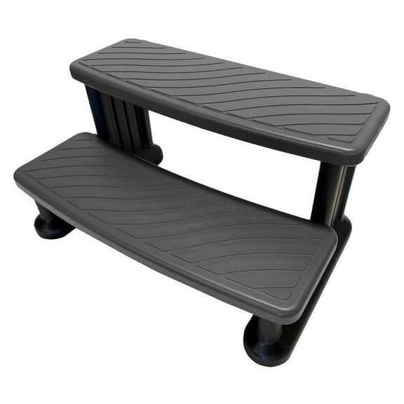 Spa Steps for Hot Tubs - 3 Step Outdoor Hot Tub Steps with No Slip Grip - Universal Fit for Any Spa Shape - Light Grey