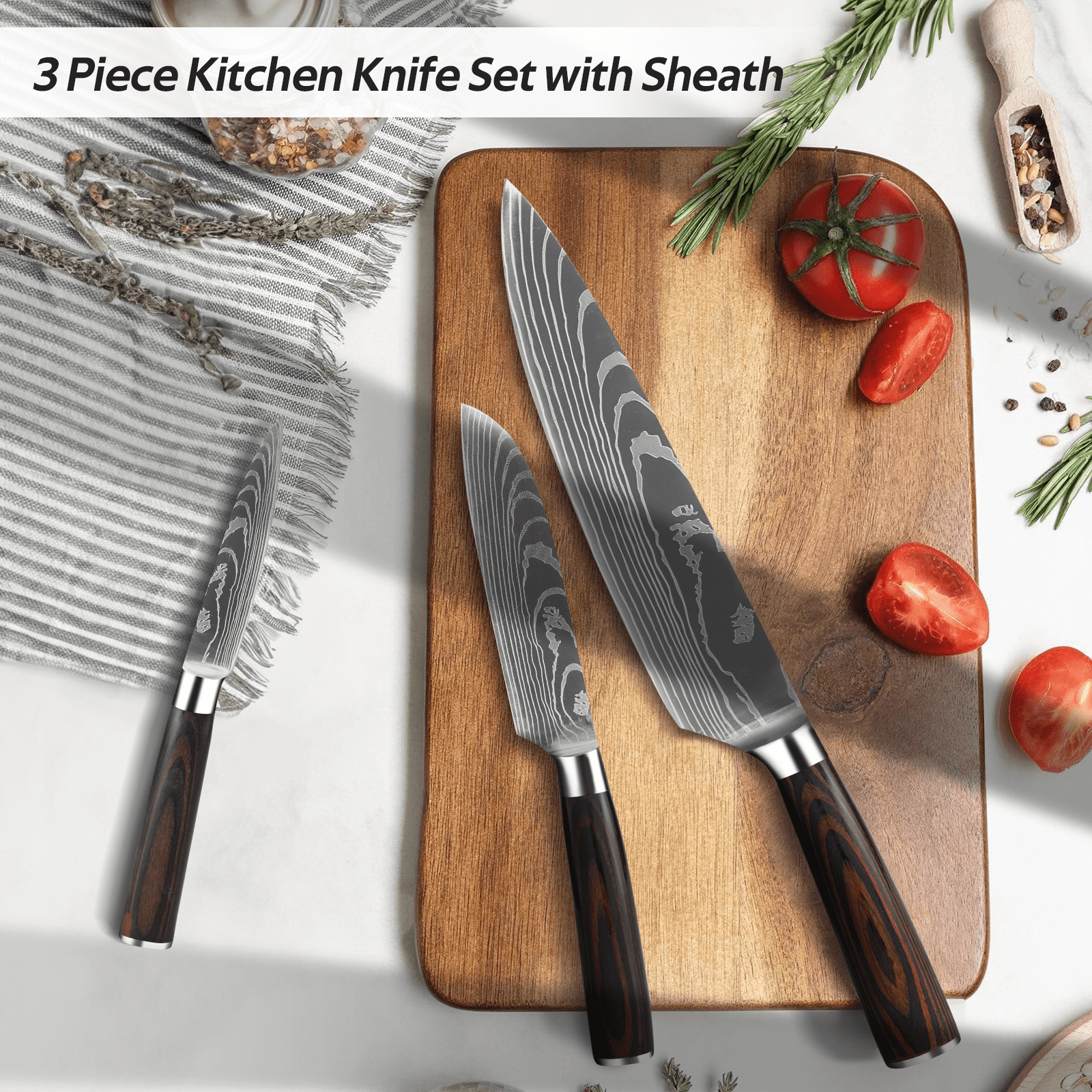 Meoto MV Stainless Steel Japanese Chef's Knife SET with Cute Oval