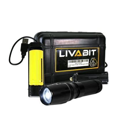 - LIVABIT Tactical T1K Super Bright Rechargeable LED Flashlight Kit 1000 Lumens for Emergency, Hiking, Camping, Hunting