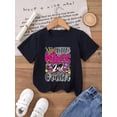 thumbnail image 1 of Fancy' Printed Crew Neck T-Shirt For Boys and Girls Back-To-School Season Short Sleeve T-Shirt Top For Toddlers, 1 of 6